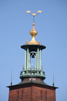 Top of the clock tower of the Stockholm city hall