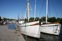 Boats moored at Strandvägen in Stockholm