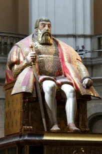 Huge statue of King Gustav Vasa in the Nordiska Museet in Stockholm