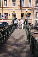 The narrow Bank Bridge in St. Petersburg