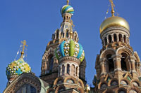 The domes of the church of the savior on spilled blood