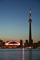 CN Tower and Rogers Centre at night, Toronto