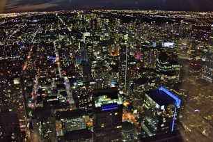 Downtown Toronto seen from CN Tower at night