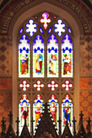 Stained glass windows in the apse of the Church of the Holy Trinity in Toronto