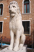 One of the Greek Lions in front of the Porta Magna at the Arsenale in Venice