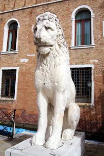 One of the Greek Lions in front of the Porta Magna at the Arsenale in Venice