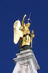 Statue of Gabriel on top of the St Mark's Campanile in Venice