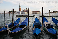 Docked gondolas in San Marco, Venice