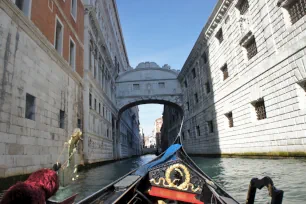 A gondola under the Bridge of Sighs, Venice