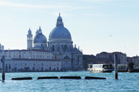 Basilica di Santa Maria della Salute seen from the lagoon in Venice