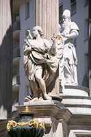 Statue of an angel on the Wedding Fountain at the Hoher Markt in Vienna