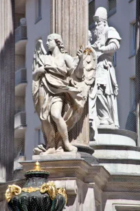 Statue of an angel on the Wedding Fountain at the Hoher Markt in Vienna
