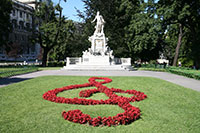 Mozart Monument in the Burggarten in Vienna, Austria