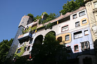 The landscaped terraces of the Hundertwasserhaus