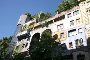 The landscaped terraces of the Hundertwasserhaus