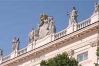 Statues atop the facade of the Albertina Palace