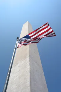 Flag in front of the Washington Monument, Washington, DC