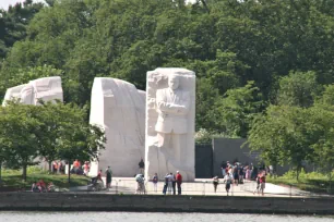 The Martin Luther King Memorial in Washington DC seen from across the Tidal Basin