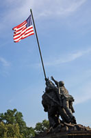 Raising the flag, the Iwo Jima Memorial